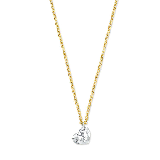 18k Geelgouden Collier met Hartvormige Diamant 0.20ct – 40-44 cm