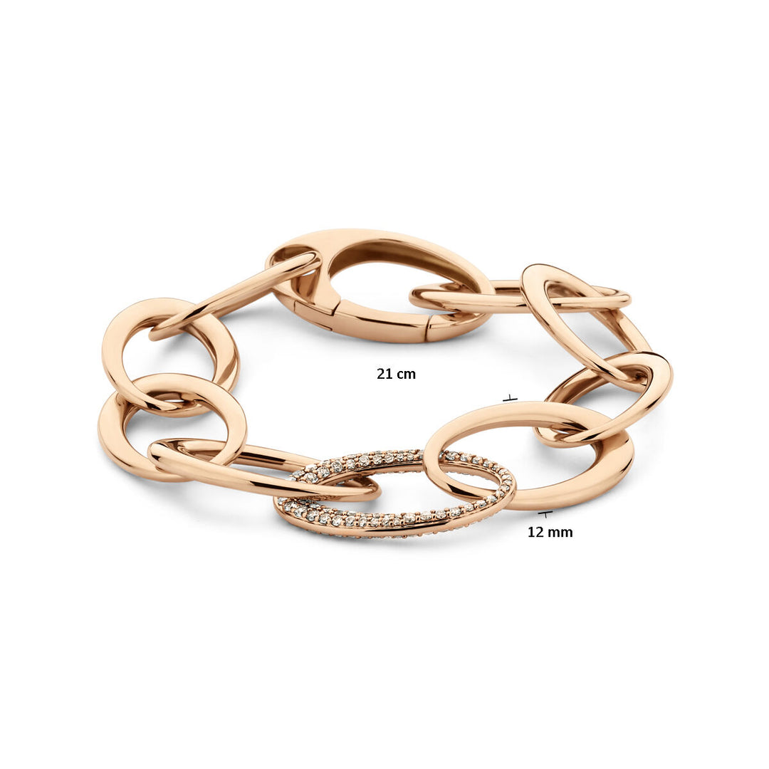 18k Roségouden Armband met Champagne Diamant 1.70ct – 21 cm, 17,5 mm