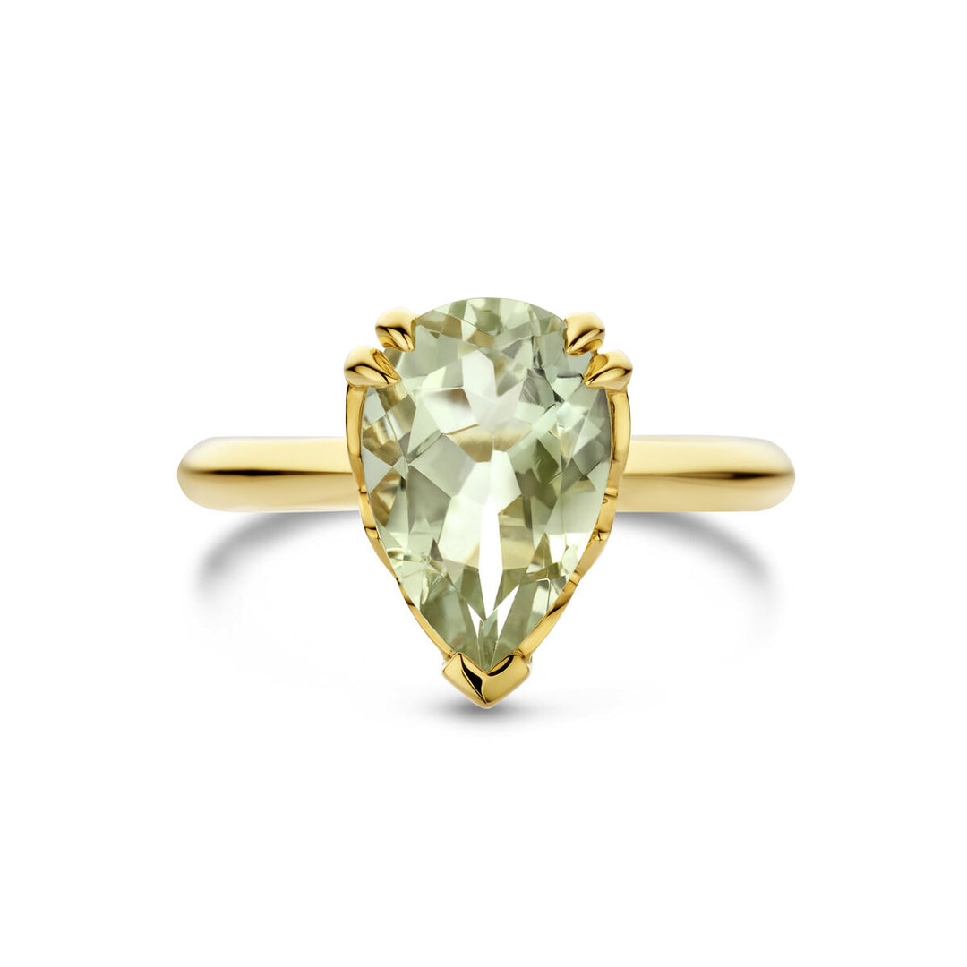 Exclusieve 14k Geelgouden Ring met Groene Amethist – Elegant en Tijdloos Design