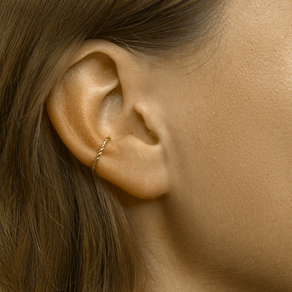 Vergulde 925 Zilveren Gedraaide Ear Cuff – 13 mm (Per Stuk)