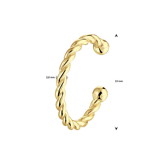 Vergulde 925 Zilveren Gedraaide Ear Cuff – 13 mm (Per Stuk)