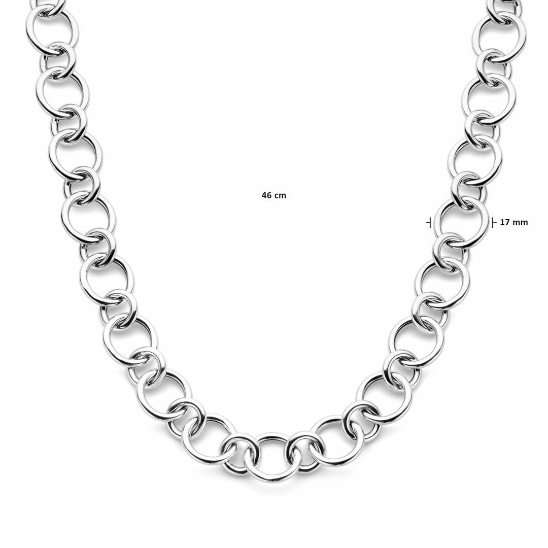 Gerhodineerd 925 Zilveren Collier - 46cm Draaglengte, 17mm Schakelbreedte | Stijlvol en Duurzaam Design