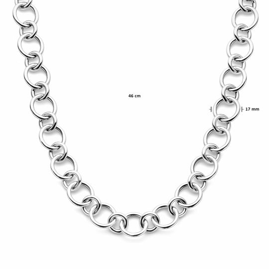 Gerhodineerd 925 Zilveren Collier - 46cm Draaglengte, 17mm Schakelbreedte | Stijlvol en Duurzaam Design