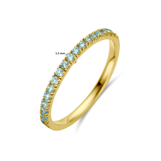 14K Geelgouden Ring met Blauw Topaas Geboortesteen - December