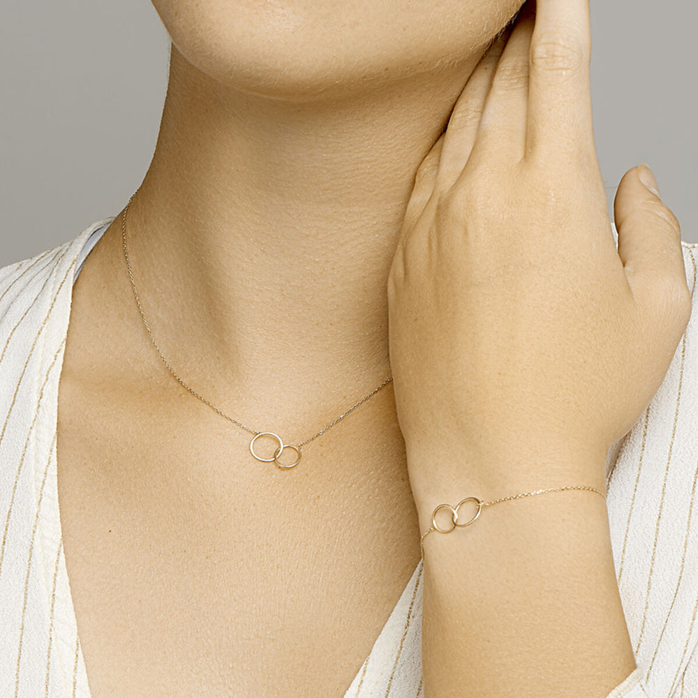 14k Geelgouden Armband met Open Rondjes – 16,5-18,5 cm