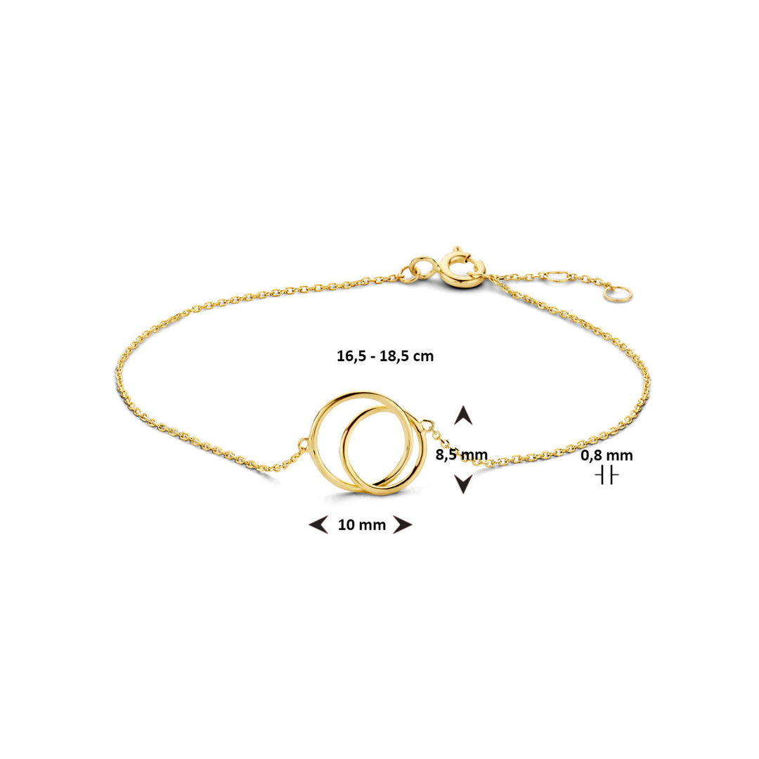 14k Geelgouden Armband met Open Rondjes – 16,5-18,5 cm