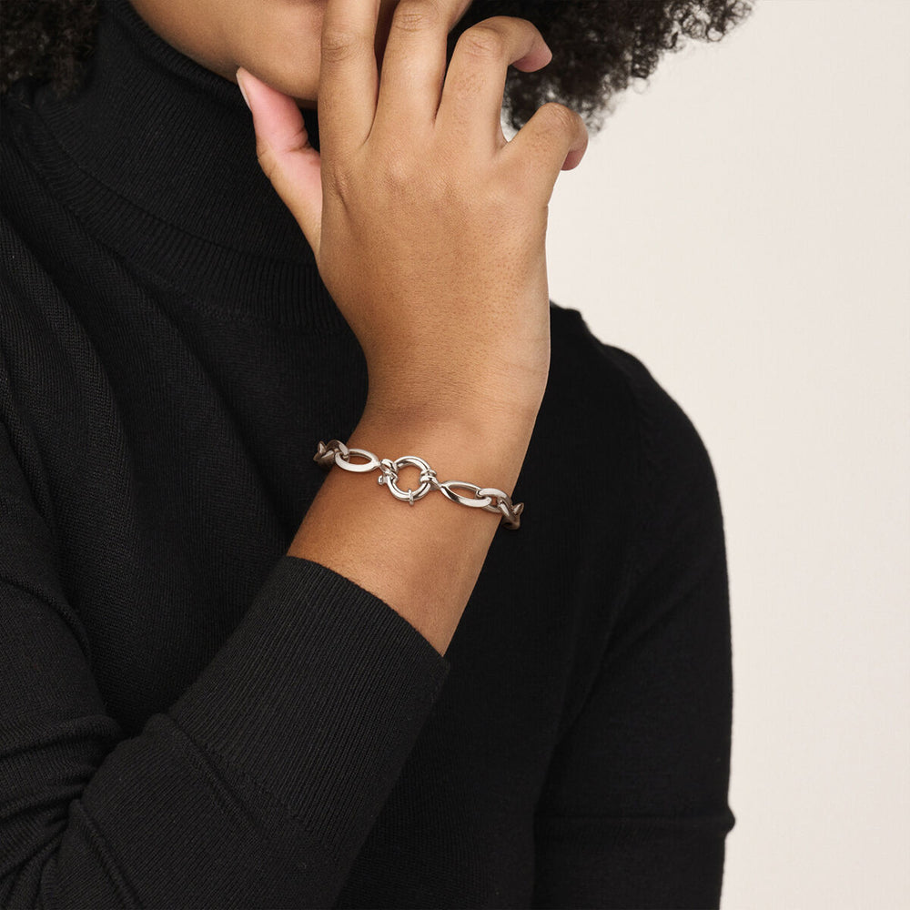 Gerhodineerd 925 Zilveren Armband - 9.5mm Schakelbreedte en 20cm Draaglengte