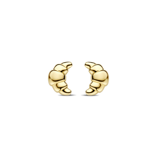 Unieke 14k Geelgouden Oorknoppen in Croissant Vorm - 8.5x6mm