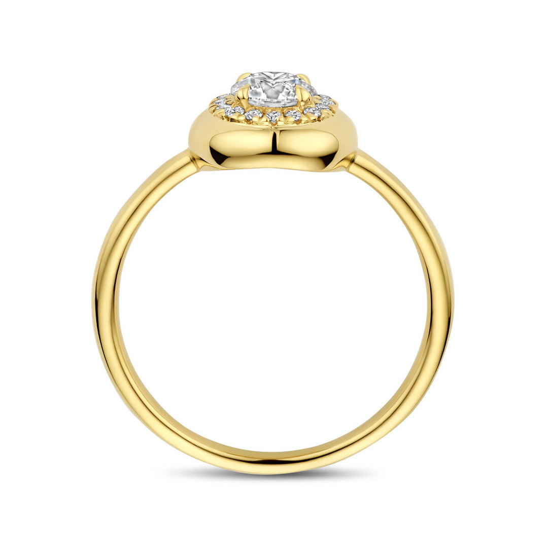 Stijlvolle 14k Geelgouden Ring met Lab Grown Diamant - Breedte 9mm, 0.49ct
