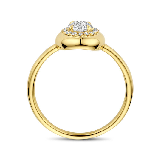 Stijlvolle 14k Geelgouden Ring met Lab Grown Diamant - Breedte 9mm, 0.49ct