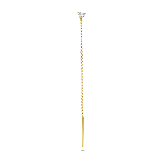 14k Geelgouden Doortrekoorbel met Lab Grown Diamant – 70mm Lengte, 0.15ct