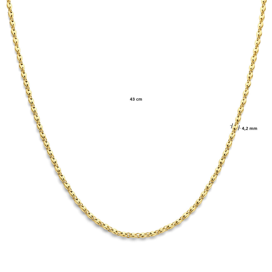 14K Geelgouden Collier met Koffieboon Schakels van 4,2 mm – Elegant en Uniek