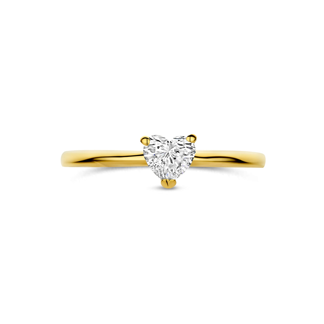 14k Geelgouden Ring met Hartvormige Lab Grown Diamant – 6x6mm