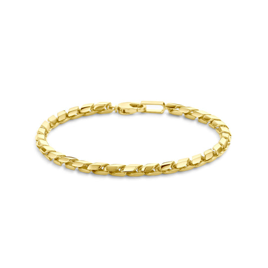 14K Geelgouden Armband Met Karabijnsluiting  - 4mm Schakelbreedte, 21cm Lengte
