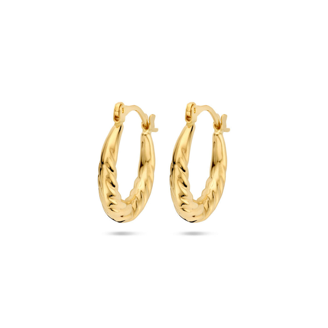 Stijlvolle 14k Geelgouden Oorringen - Afmetingen 17.5x3mm