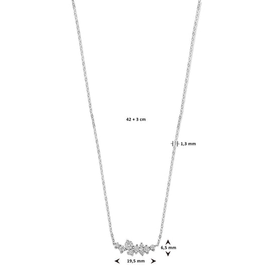 Gerhodineerd 925 Zilveren Collier met Zirkonia - 1.3mm Schakelbreedte | Elegant en Sprankelend Design