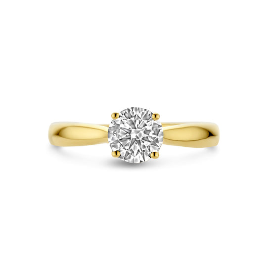 Elegante 14K Geelgouden Ring met Lab Grown Diamant – 6.5 mm Breed, 1.00 ct Diamantgewicht