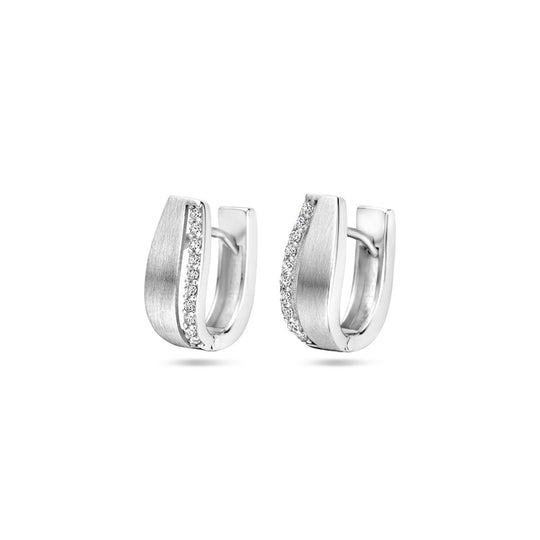 Gerhodineerde 925 Zilveren Klapoorringen met Zirkonia – Elegante Glans en Tijdloze Luxe