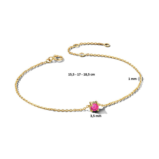 14k Geelgouden Armband met Geboortesteen – 15,5/17/18,5 cm