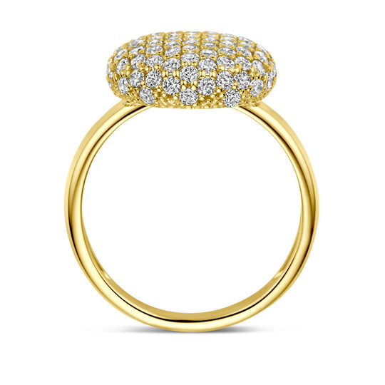 Stijlvolle 14k Geelgouden Ring met Zirkonia - Breedte 14mm