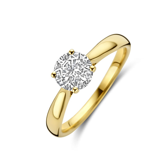 Elegante 14K Geelgouden Ring met Lab Grown Diamant – 6.5 mm Breed, 1.00 ct Diamantgewicht