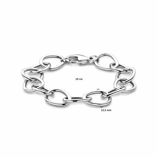 Gerhodineerd 925 Zilveren Armband - 19cm Draaglengte en 12.5mm Schakelbreedte | Elegant en Duurzaam