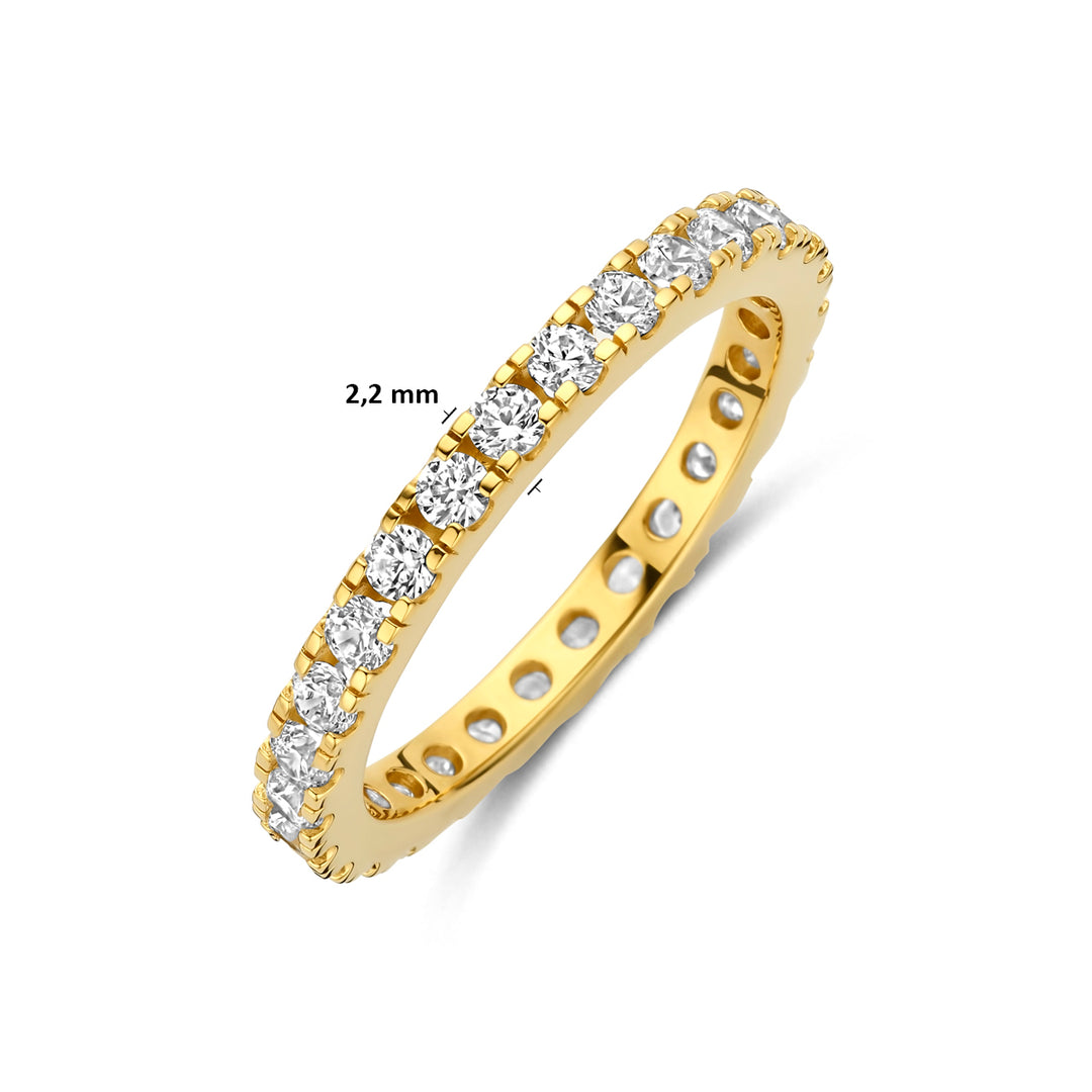 Verguld Geel 925 Zilveren Ring met Zirkonia – 2.2mm Damesring