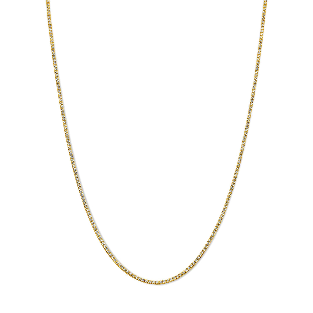 14k Geelgouden Tenniscollier met Diamanten – 42cm Draaglengte, 2.00ct Diamantgewicht