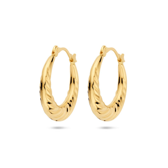 Elegante 14k Geelgouden Oorringen - Afmetingen 21.5x4.5mm