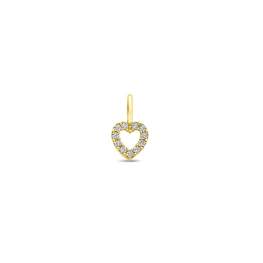 14K Geelgouden Hartvormige Hanger met Zirkonia – Elegant en Romantisch