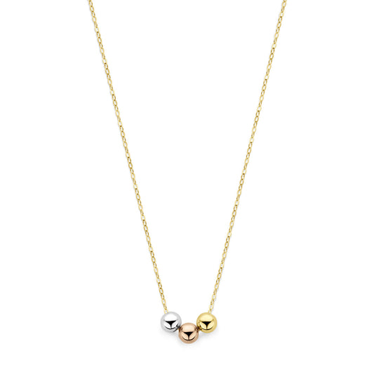 14k Tricolor Gouden Collier 42-45cm – Bolletjes, Gepolijst