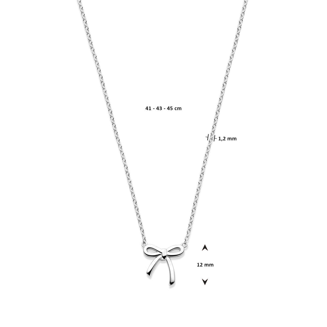 Gerhodineerd 925 Zilveren Collier met Strik - 41, 43 en 45cm Verstelbare Draaglengte, 1.2mm Schakelbreedte