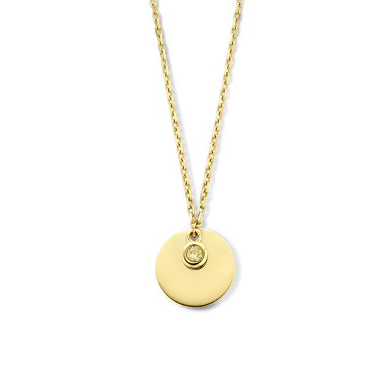 14K Geelgouden Graveercollier November Zirkonia Geboortesteen 45-49cm