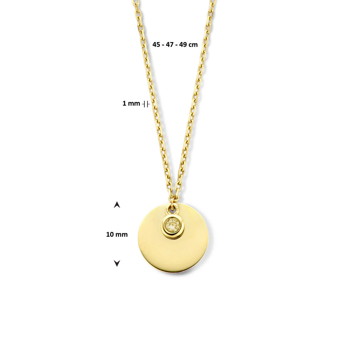 14K Geelgouden Graveercollier November Zirkonia Geboortesteen 45-49cm