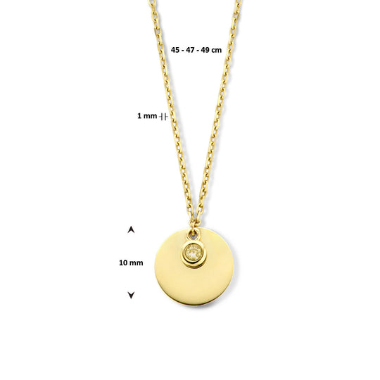 14K Geelgouden Graveercollier November Zirkonia Geboortesteen 45-49cm