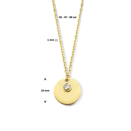 14K Geelgouden Graveercollier April Zirkonia Geboortesteen 45-49cm