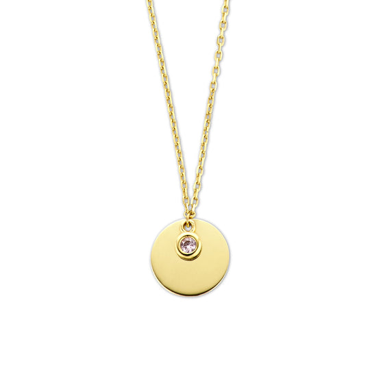 14K Geelgouden Graveercollier Oktober Zirkonia Geboortesteen 45-49cm