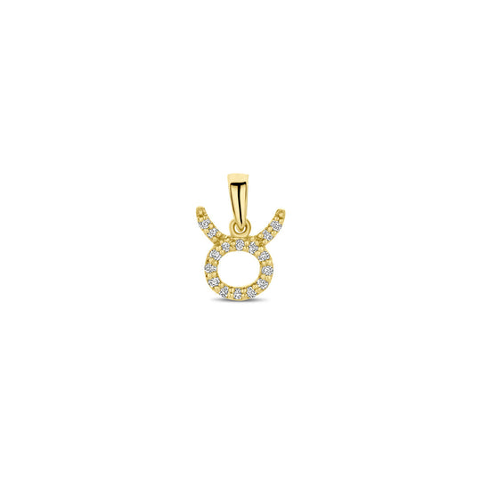 14k Geelgouden Hanger Sterrenbeeld Stier met Diamant H SI