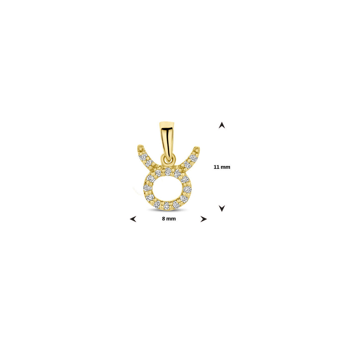 14k Geelgouden Hanger Sterrenbeeld Stier met Diamant H SI