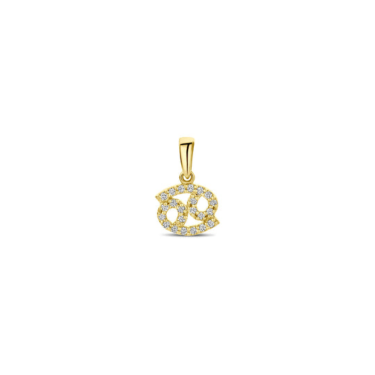 14k Geelgouden Hanger Sterrenbeeld Kreeft met Diamant H SI