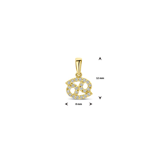 14k Geelgouden Hanger Sterrenbeeld Kreeft met Diamant H SI