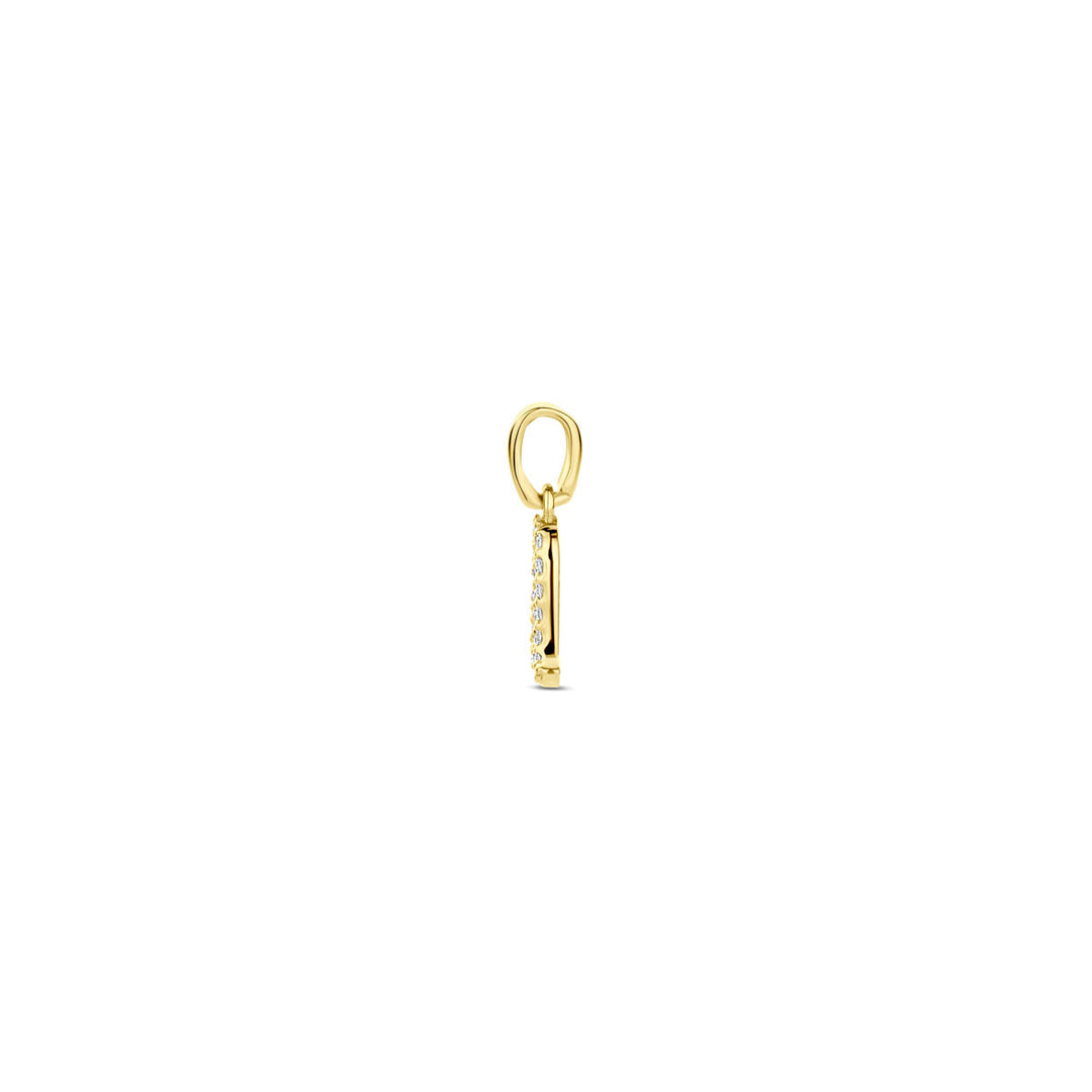 14k Geelgouden Hanger Sterrenbeeld Leeuw met Diamant H SI