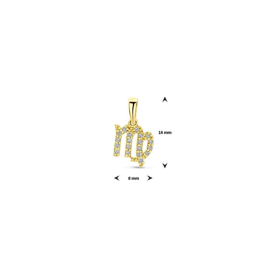 14k Geelgouden Hanger Sterrenbeeld Maagd met Diamant H SI