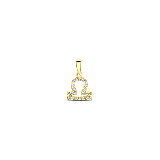 14k Geelgouden Hanger Sterrenbeeld Weegschaal met Diamant H SI
