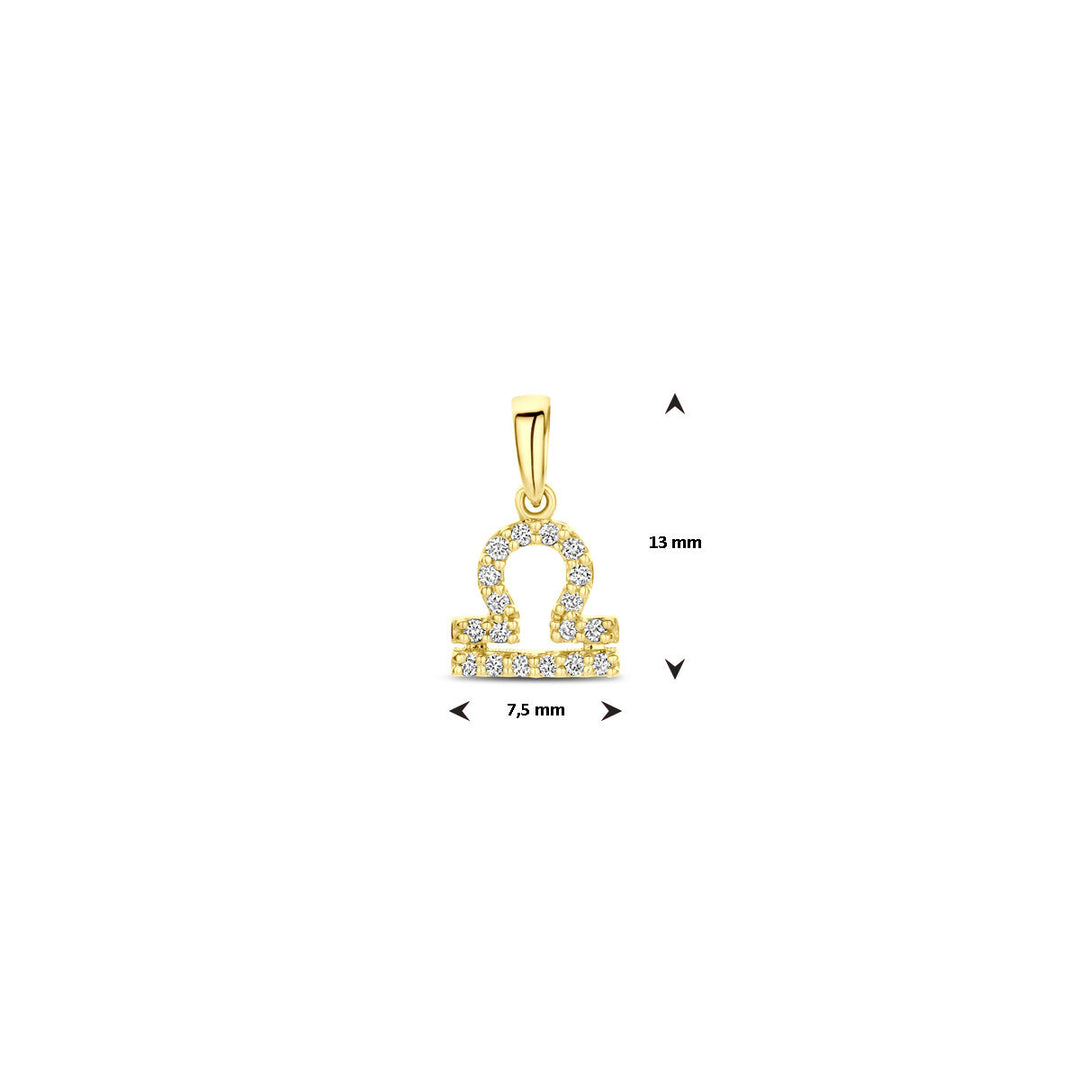 14k Geelgouden Hanger Sterrenbeeld Weegschaal met Diamant H SI
