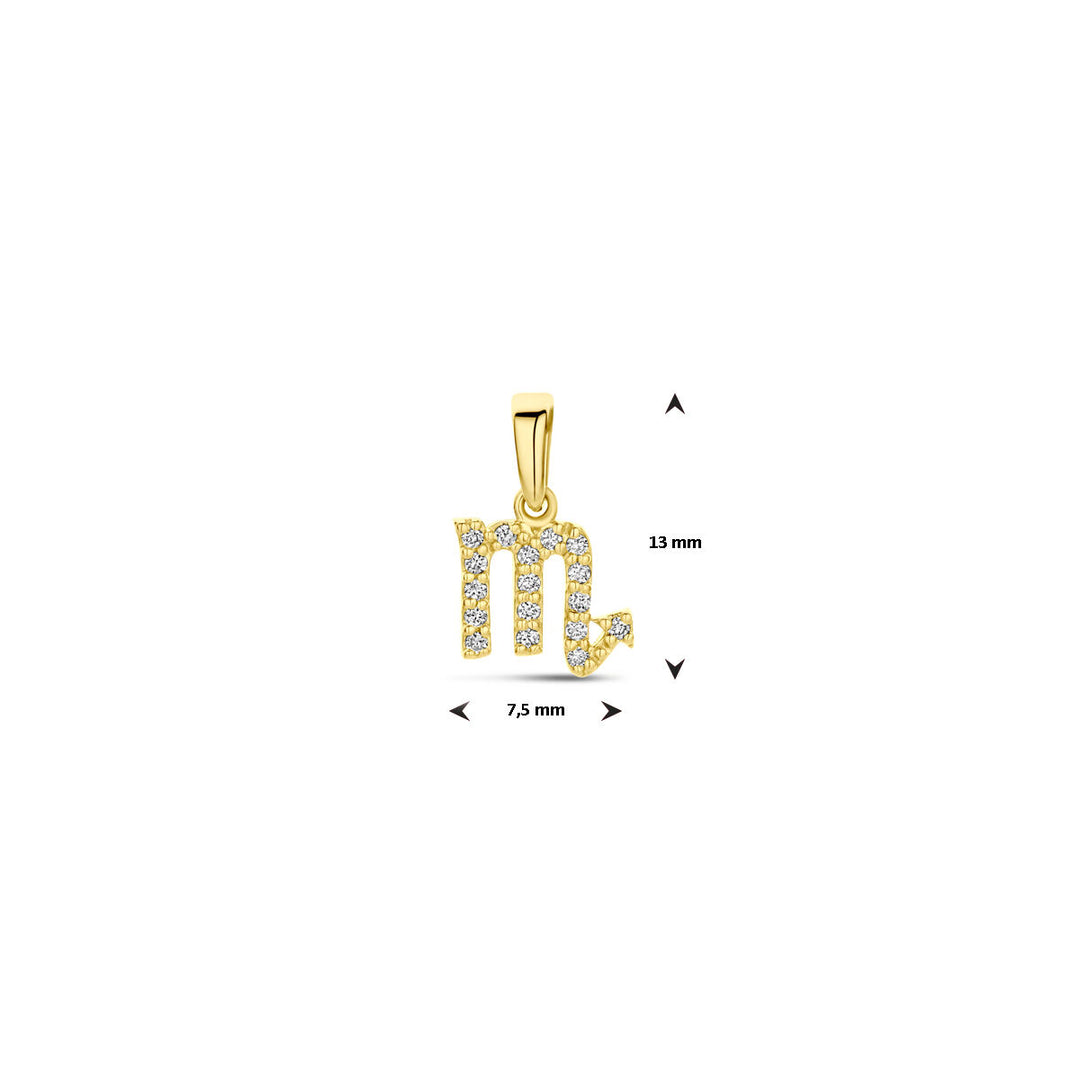 14k Geelgouden Hanger Sterrenbeeld Schorpioen met Diamant H SI