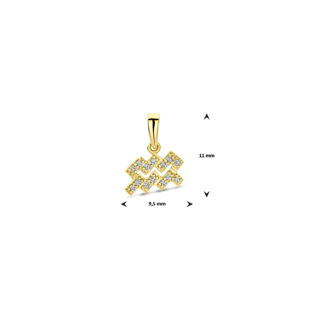 14k Geelgouden Hanger Sterrenbeeld Waterman met Diamant H SI