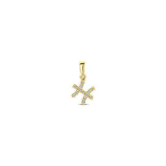 14k Geelgouden Hanger Sterrenbeeld Vissen met Diamant H SI