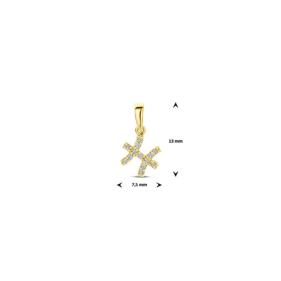 14k Geelgouden Hanger Sterrenbeeld Vissen met Diamant H SI