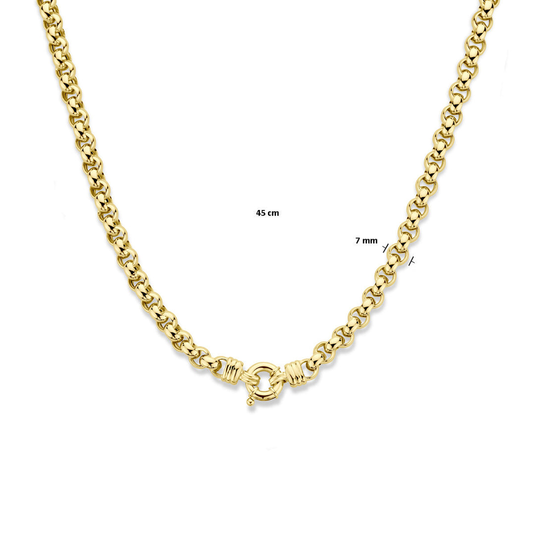 Stijlvol 14k Geelgouden Collier met Jasseron Schakel van 7mm - Draaglengte 45 cm